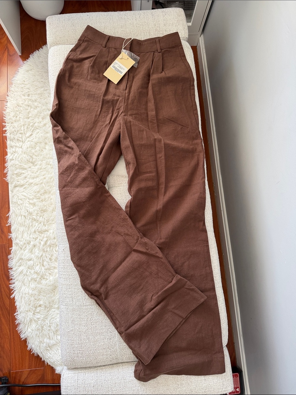 Meshki Wide-Leg Pleated Brown Trousers